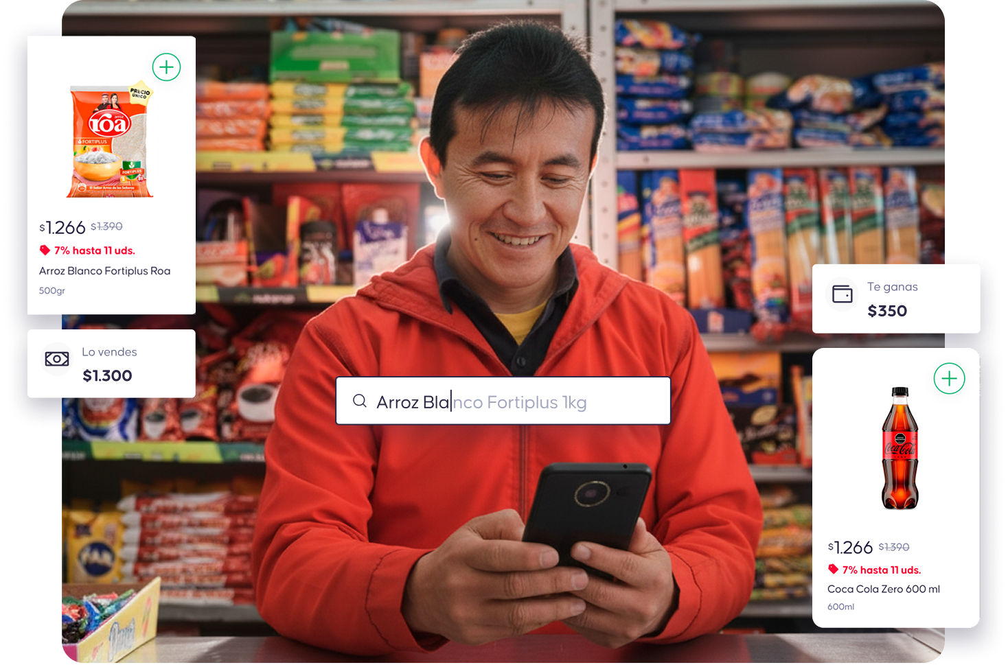 Tendero usando la app de Chiper